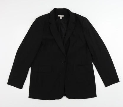 H&M Womens Black Jacket Blazer Size M Button