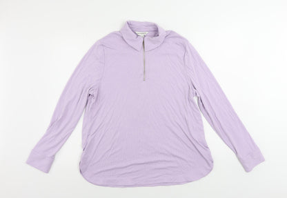 Additional front view of Autograph women’s purple modal pullover sweatshirt, size UK 16, zip