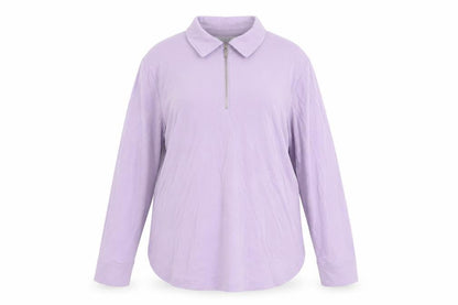 Front view of Autograph women’s purple modal pullover sweatshirt, size UK 16, zip