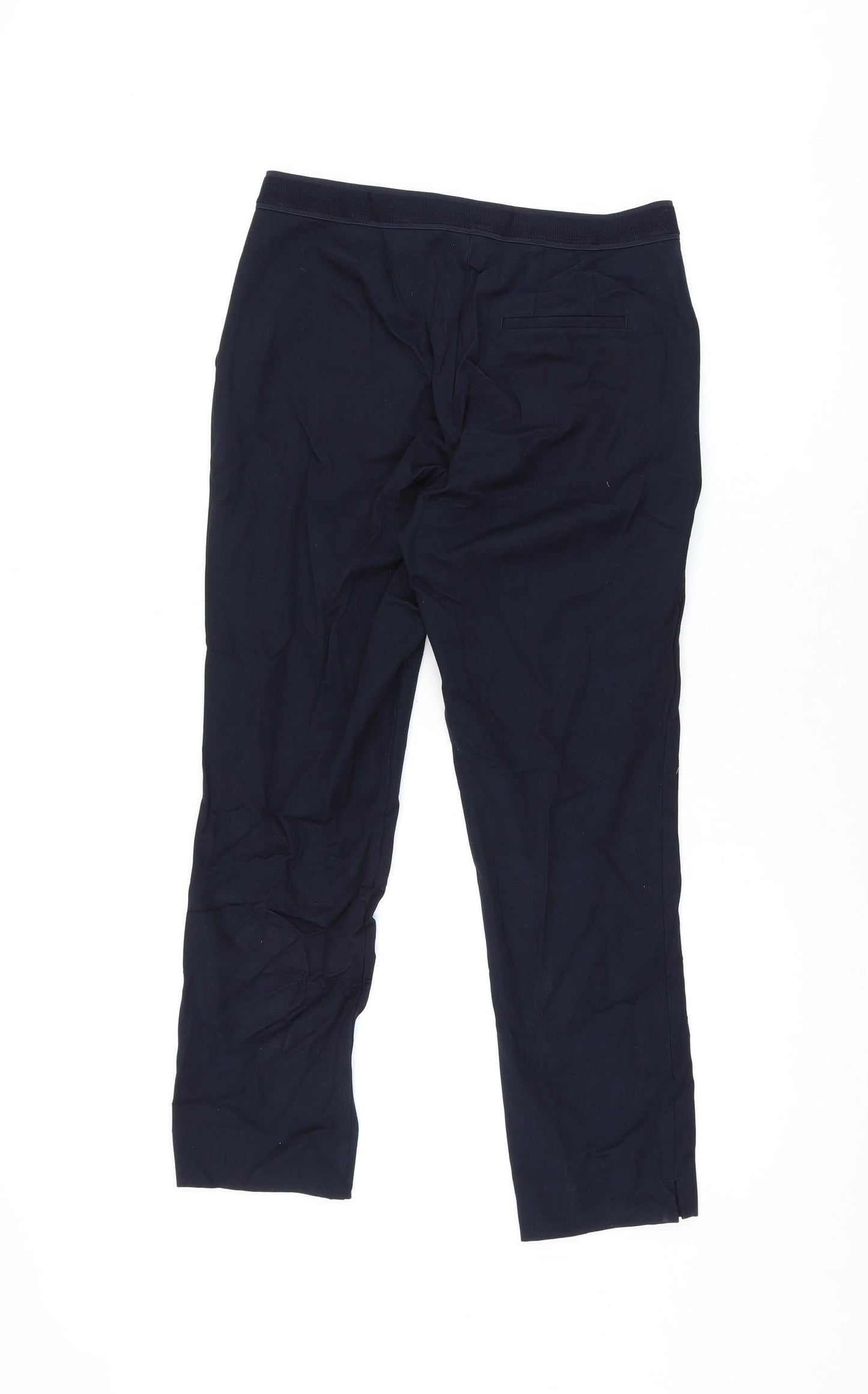 Marks and Spencer Womens Black Viscose Trousers Size 10 L24.5 in Regular Zip