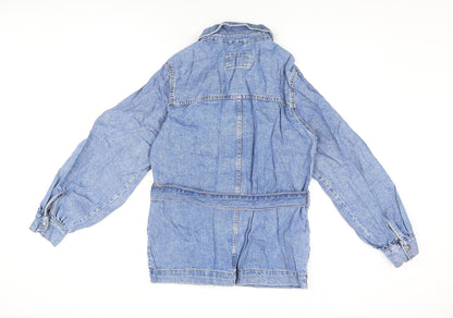Marks & Spencer Womens Blue Jacket Size 8 Snap - Belted