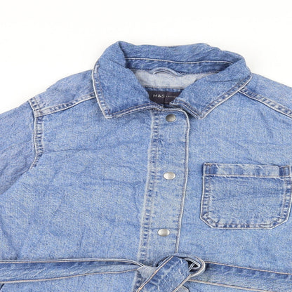 Marks & Spencer Womens Blue Jacket Size 8 Snap - Belted