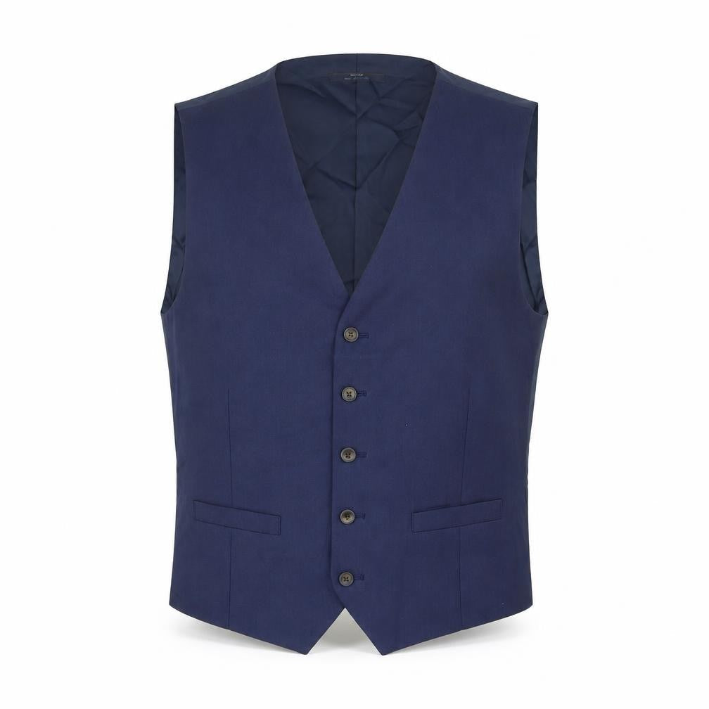 Marks & Spencer Mens Blue Polyester Jacket Suit Waistcoat Size M Regular