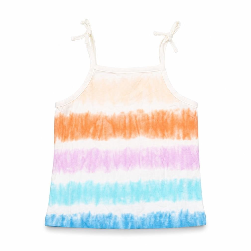 Marks & Spencer Girls Multicoloured Geometric Cotton Basic T-Shirt Size 3-4 Years Square Neck Pullover - Tie Dye