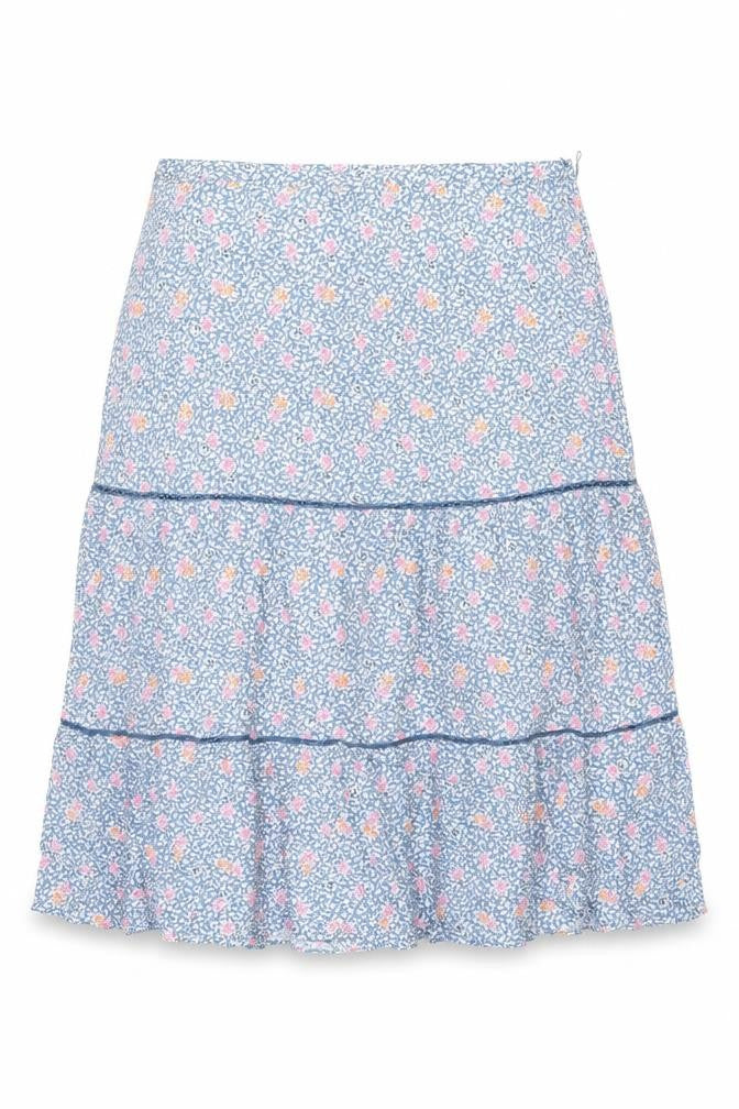 Marks & Spencer Womens Blue Floral Viscose Swing Skirt Size 20 Zip