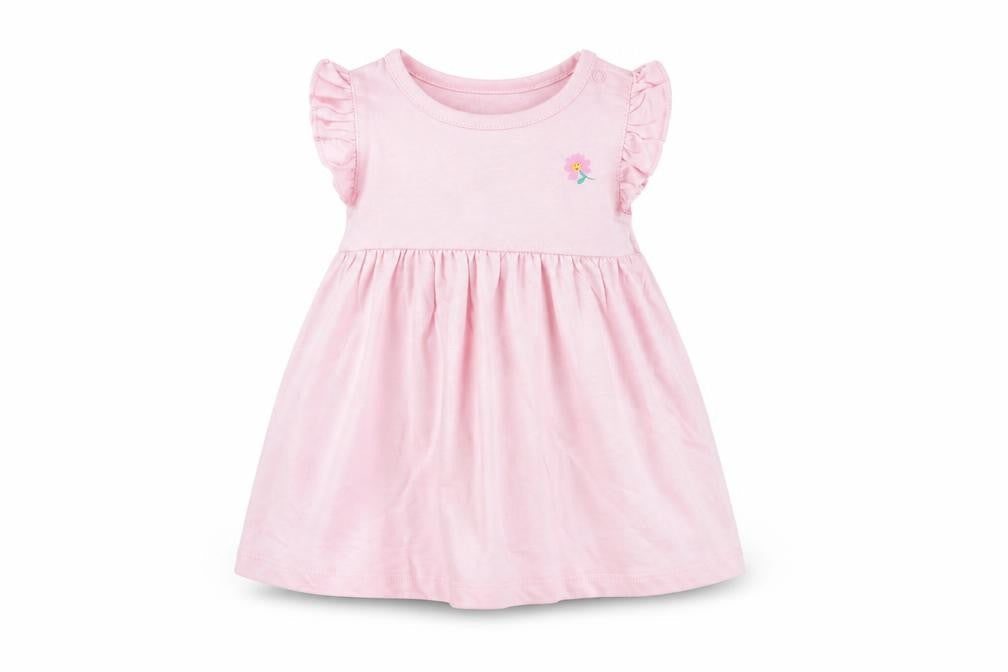 Marks & Spencer Girls Pink Cotton A-Line Size 3-6 Months Round Neck Snap