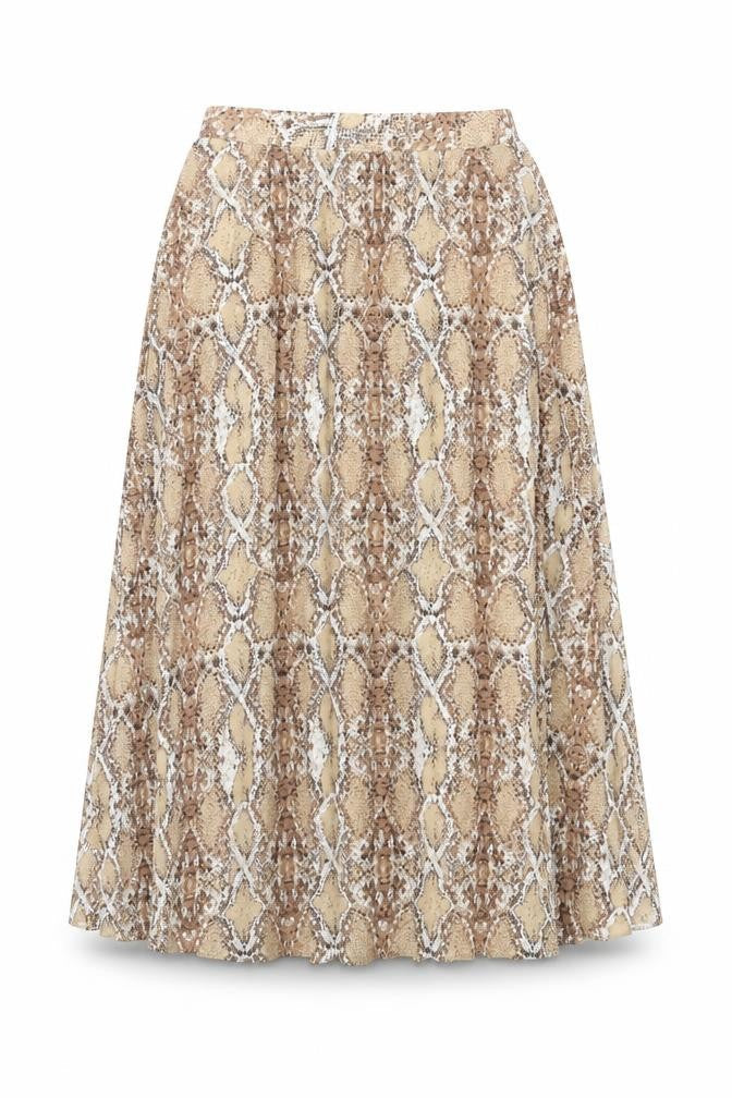 Marks & Spencer Womens Beige Animal Print Polyester Swing Skirt Size 8 - Snake Print