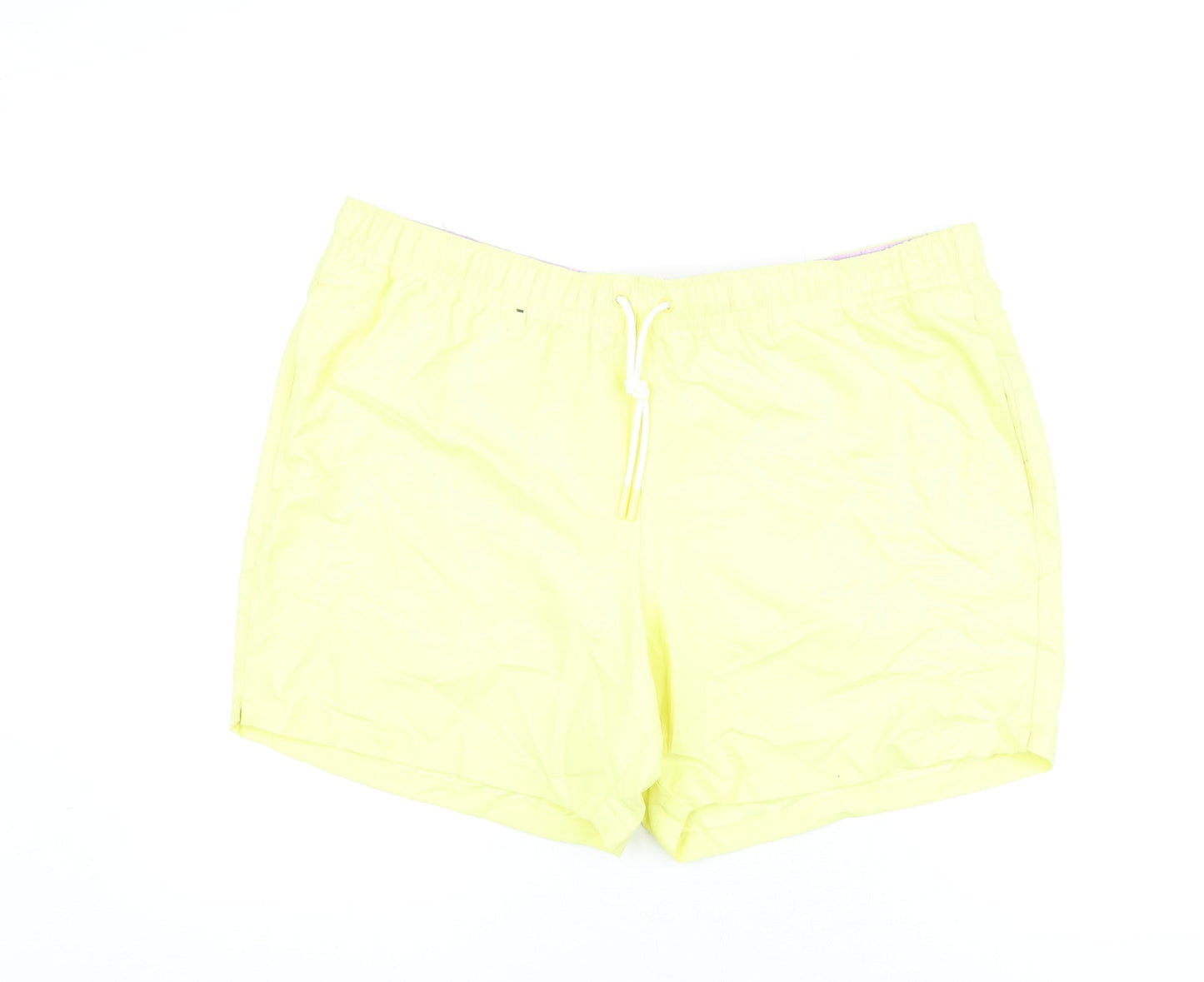 Marks and Spencer Mens Yellow Polyester Bermuda Shorts Size 2XL Regular Drawstring - Swim Shorts