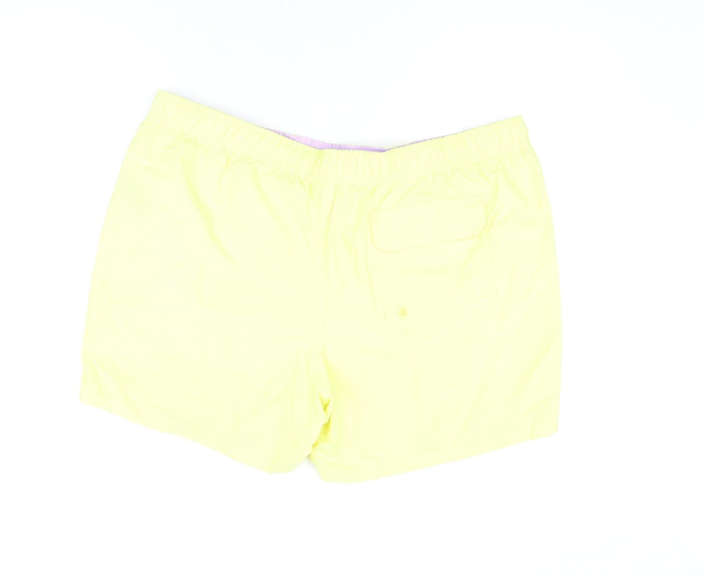 Marks and Spencer Mens Yellow Polyester Bermuda Shorts Size 2XL Regular Drawstring - Swim Shorts