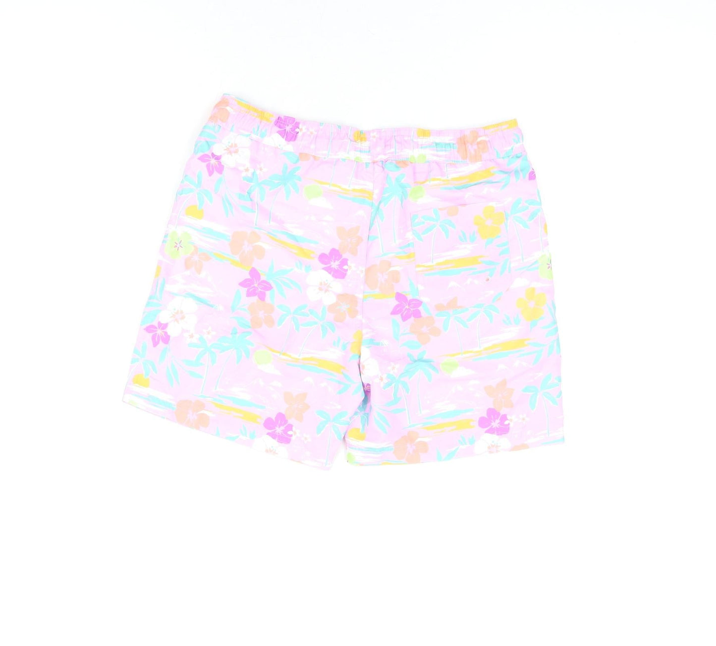 Marks and Spencer Boys Purple Floral Polyester Bermuda Shorts Size 10-11 Years Regular Drawstring - Swim Shorts