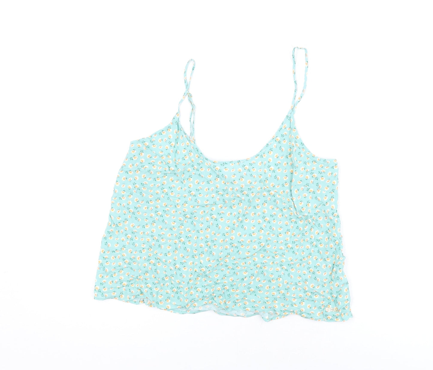 Marks and Spencer Womens Green Floral Viscose Camisole T-Shirt Size 14 Scoop Neck