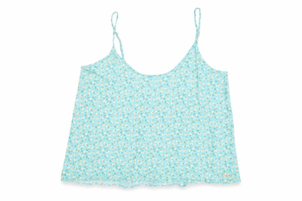Marks & Spencer Womens Green Floral Viscose Camisole T-Shirt Size 14 Scoop Neck