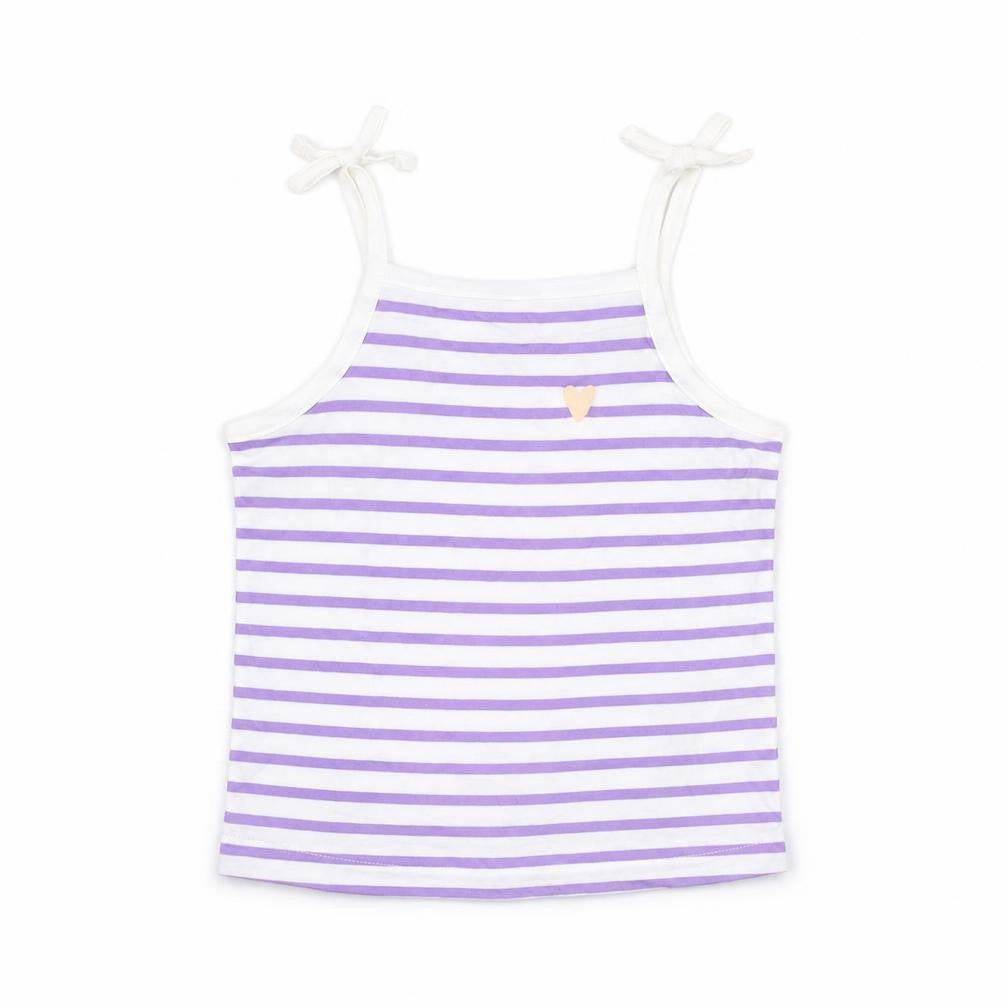 Marks & Spencer Girls White Striped Cotton Basic T-Shirt Size 3-4 Years Square Neck Pullover