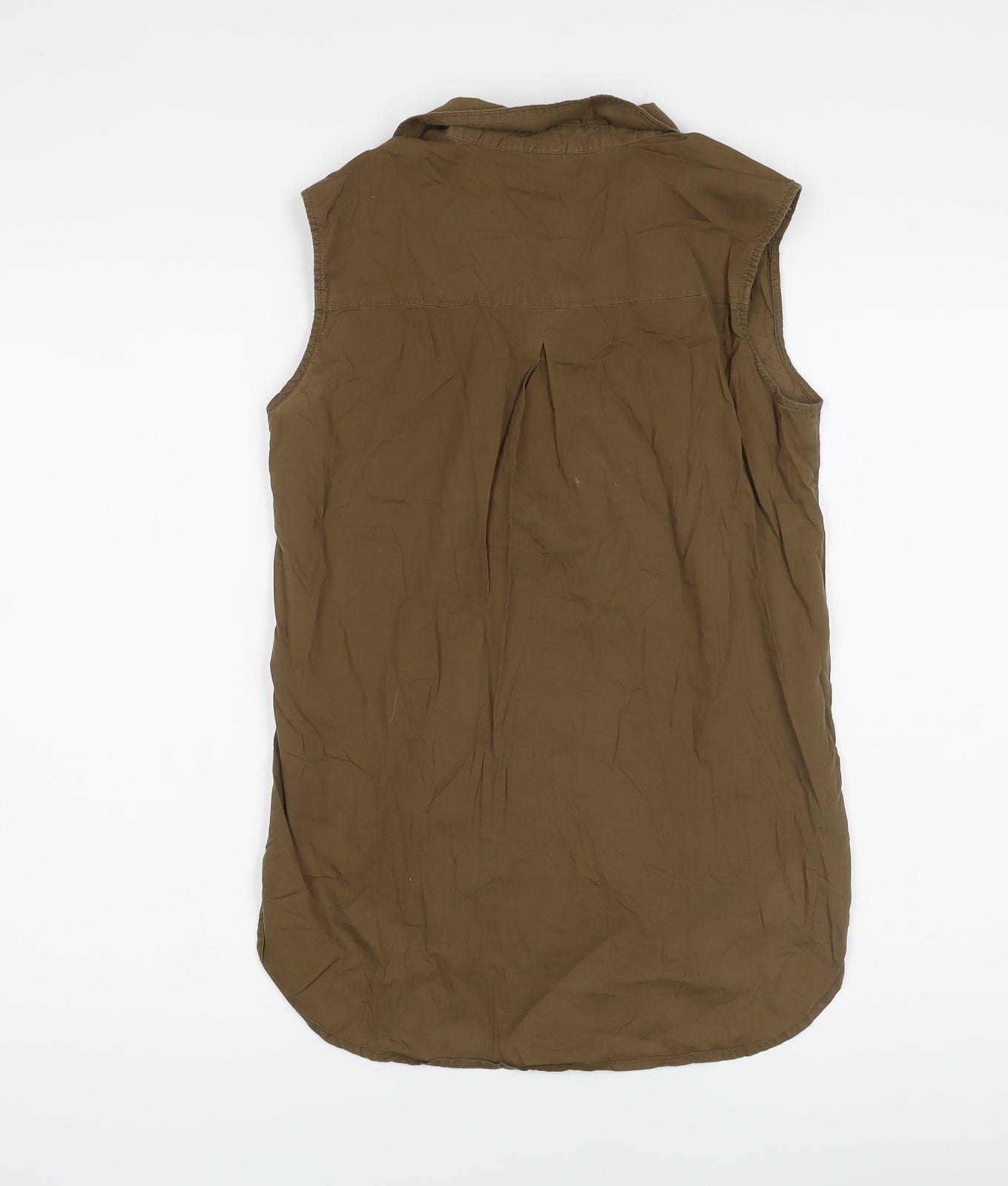 H&M Womens Brown Cotton Basic Button-Up Size 6 Collared