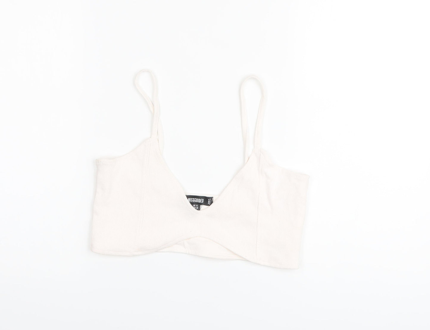 Missguided Womens Pink Polyester Cropped Tank Size 12 V-Neck
