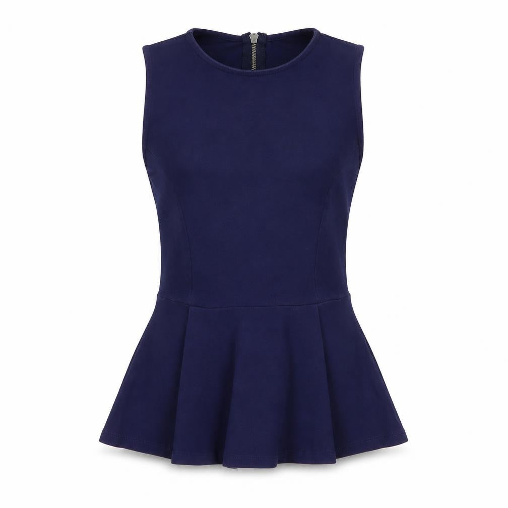 Topshop Womens Blue Cotton Basic Tank Size 6 Round Neck