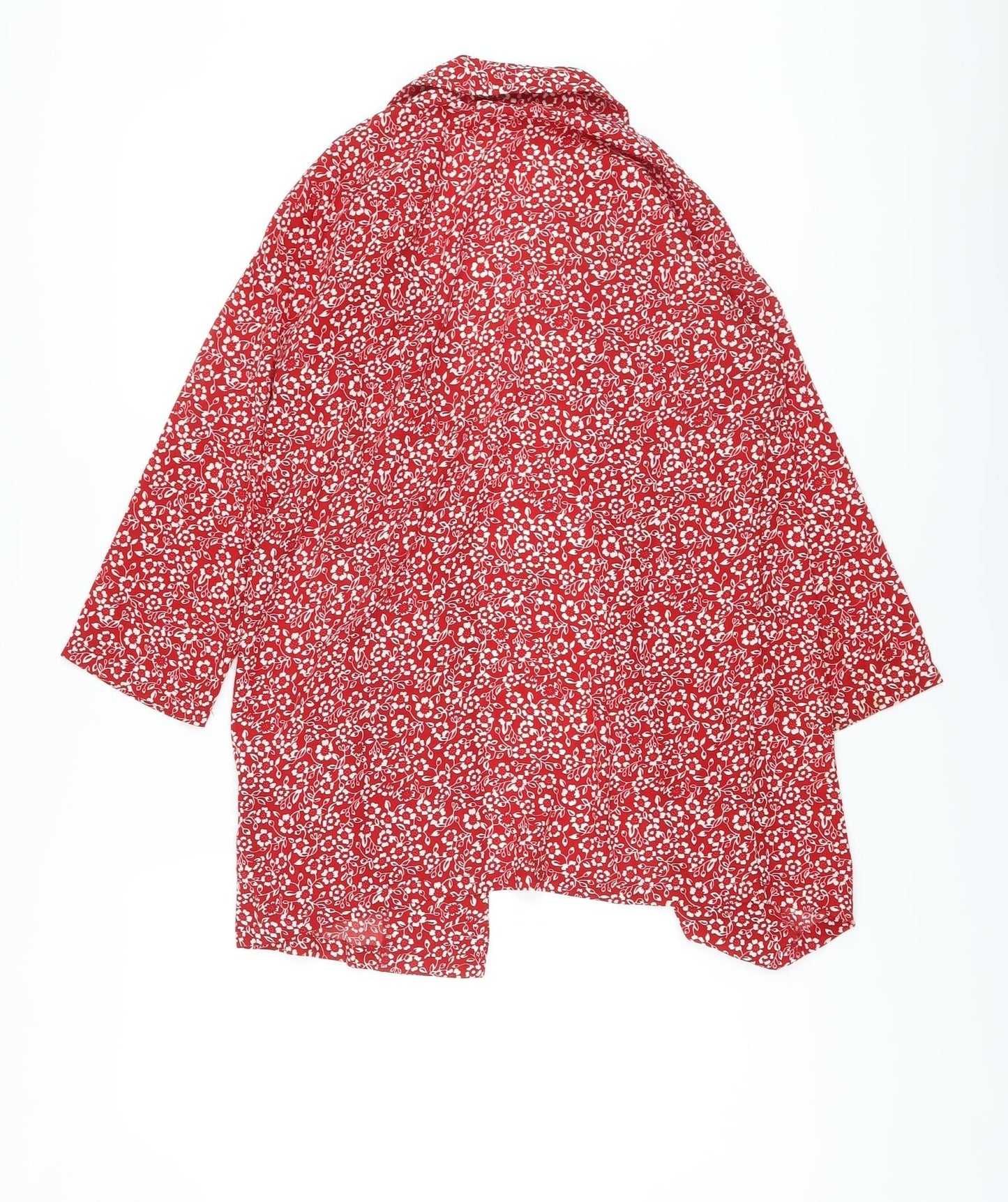 VILA Womens Red Floral Polyester Kimono Blouse Size 6 V-Neck