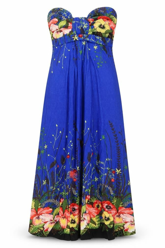 Stella Womens Blue Floral Polyester A-Line Size L Off the Shoulder Pullover