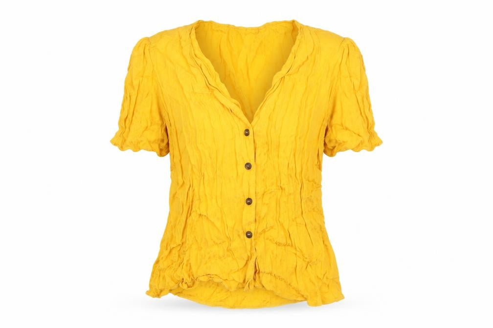Topshop Womens Yellow Animal Print Viscose Basic Blouse Size 10 V-Neck