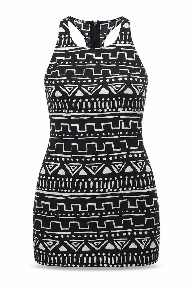 Nom & Plume Womens Black Geometric Polyester Mini Size XS Halter Zip