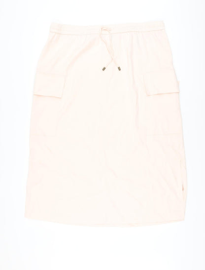Marks & Spencer Womens Pink Polyester A-Line Skirt Size 18 Drawstring