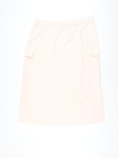 Marks & Spencer Womens Pink Polyester A-Line Skirt Size 18 Drawstring