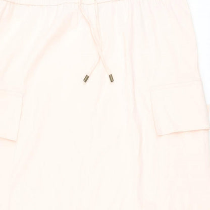 Marks & Spencer Womens Pink Polyester A-Line Skirt Size 18 Drawstring