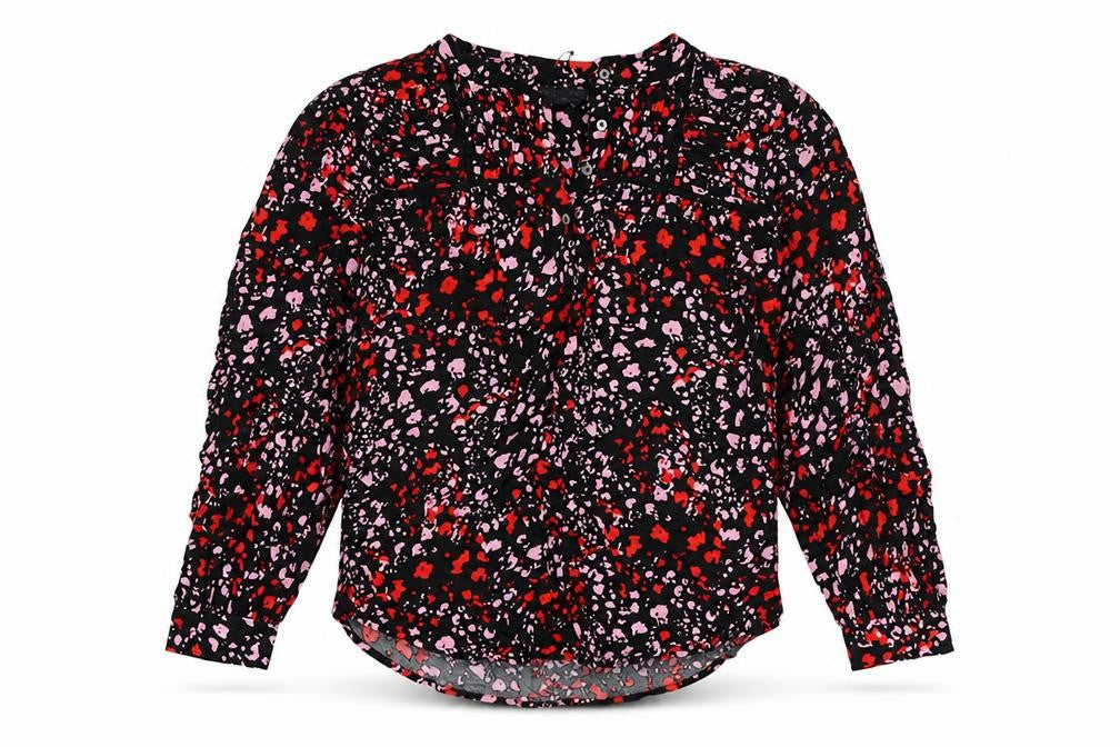 Marks & Spencer Womens Black Animal Print Viscose Basic Blouse Size 6 V-Neck