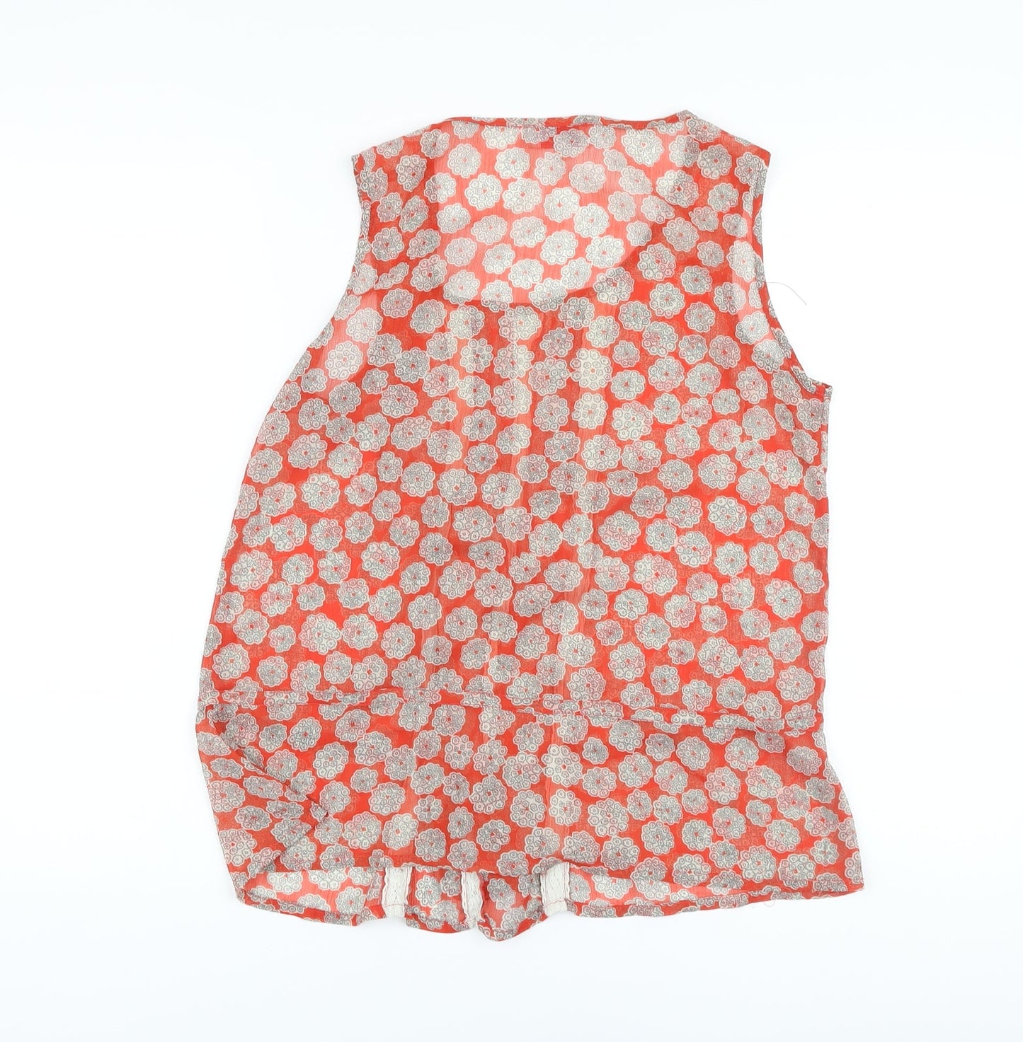 Be Baeu Womens Orange Geometric Polyester Basic T-Shirt Size 12 V-Neck