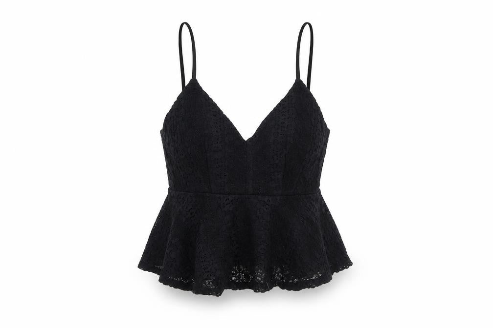 Topshop Womens Black Viscose Basic Tank Size 6 V-Neck