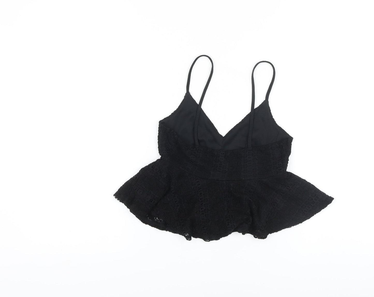 Topshop Womens Black Viscose Basic Tank Size 6 V-Neck