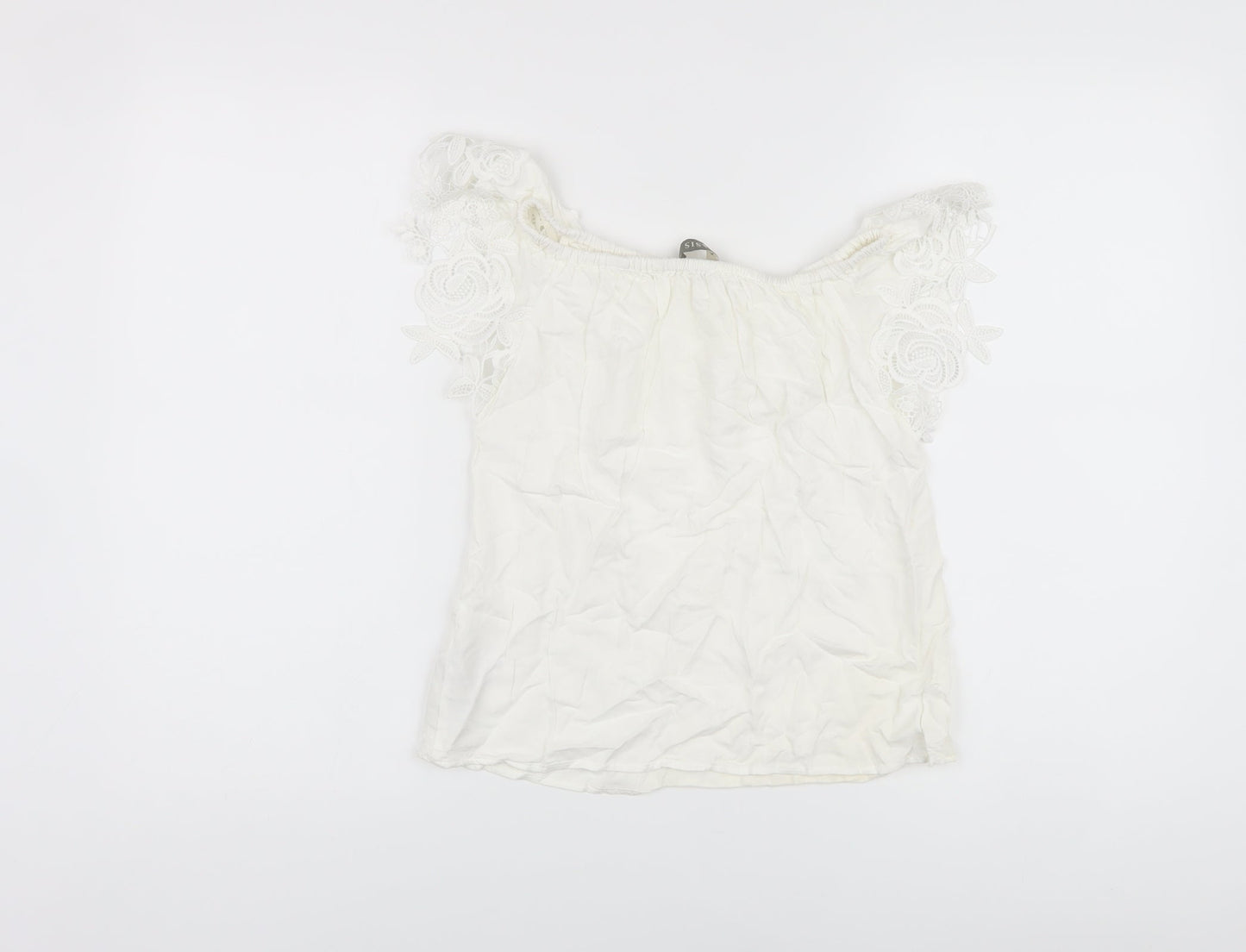 Oasis Womens White Viscose Basic Blouse Size 6 Square Neck