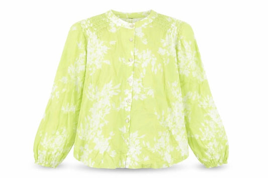 Marks and Spencer Womens Green Floral Cotton Basic Blouse Size 10 Crew Neck