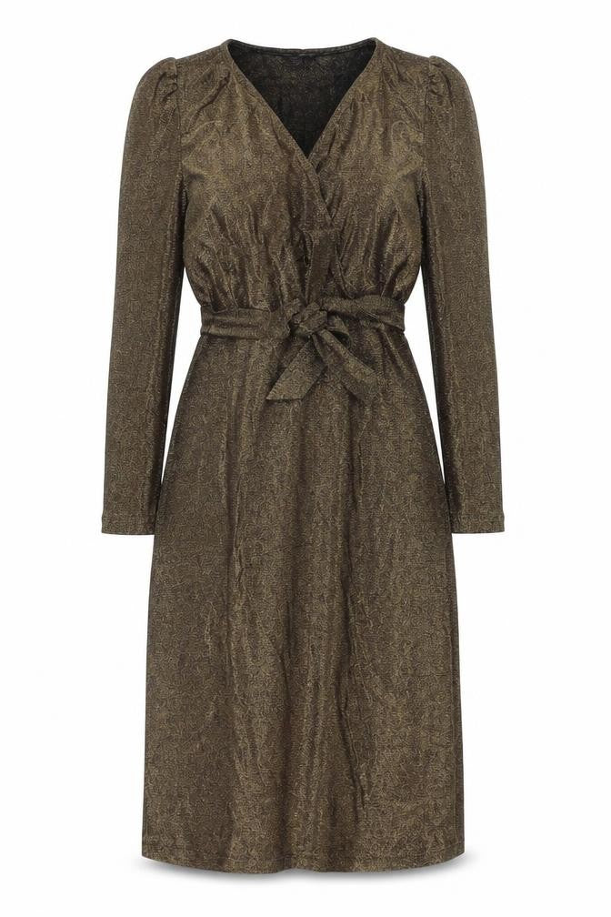 Marks & Spencer Womens Gold Polyamide Sheath Size 6 V-Neck Pullover