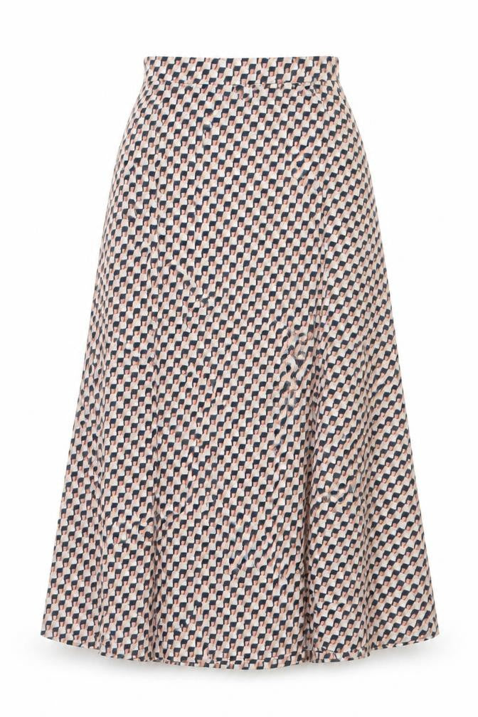 Marks & Spencer Womens Multicoloured Geometric Polyester A-Line Skirt Size 8