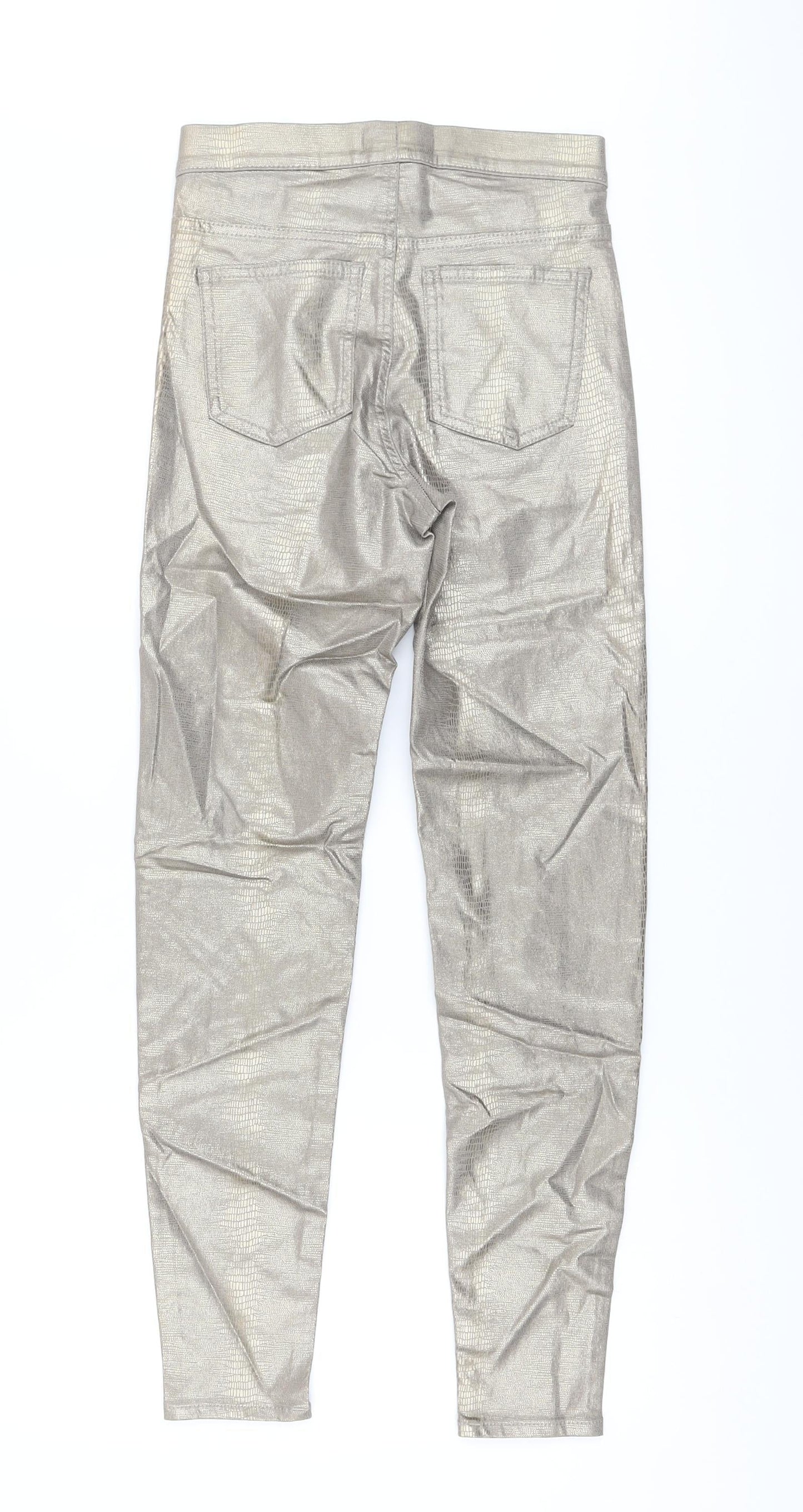 Marks and Spencer Womens Gold Animal Print Cotton Jegging Trousers Size 6 L27 in Regular