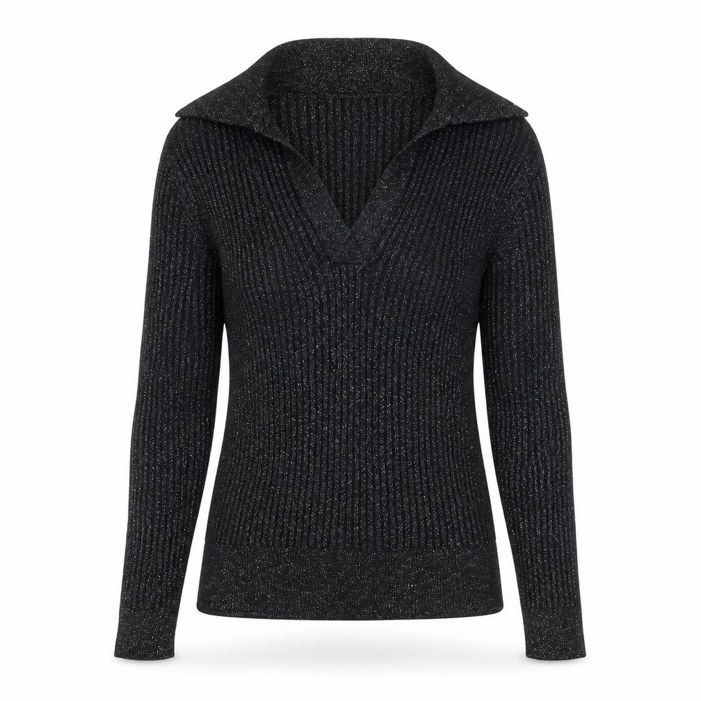 Marks & Spencer Womens Black Collared Viscose Pullover Jumper Size 6