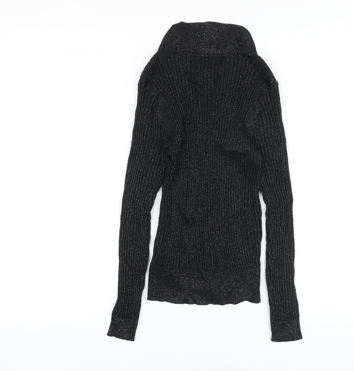Marks and Spencer Womens Black Collared Viscose Pullover Jumper Size 6