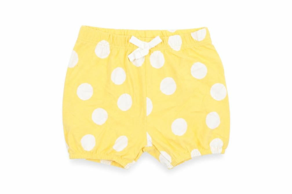 Marks & Spencer Girls Yellow Polka Dot 100% Cotton Sweatpants Trousers Size 6-9 Months - Elasticated Waist Bow Detail