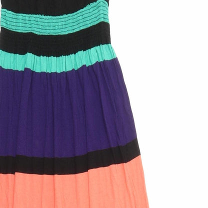 Next Womens Multicoloured Striped Viscose Maxi Size 8 Round Neck Pullover - Side Split Detail