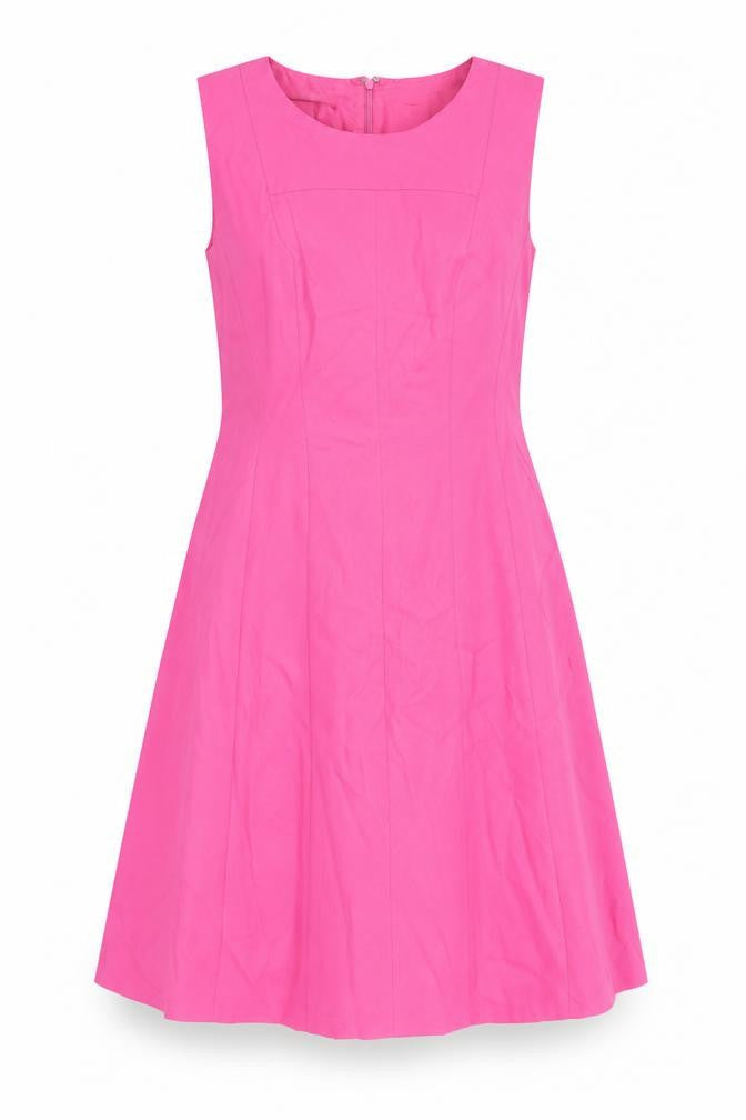 Kasper Womens Pink Polyester Fit & Flare Size 6 Round Neck Zip