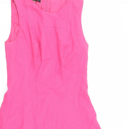 Kasper Womens Pink Polyester Fit & Flare Size 6 Round Neck Zip