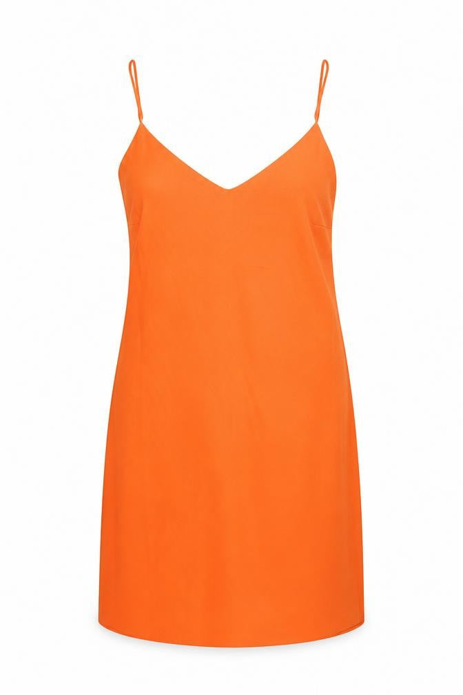 Missguided Womens Orange Polyester Slip Dress Size 10 V-Neck Pullover