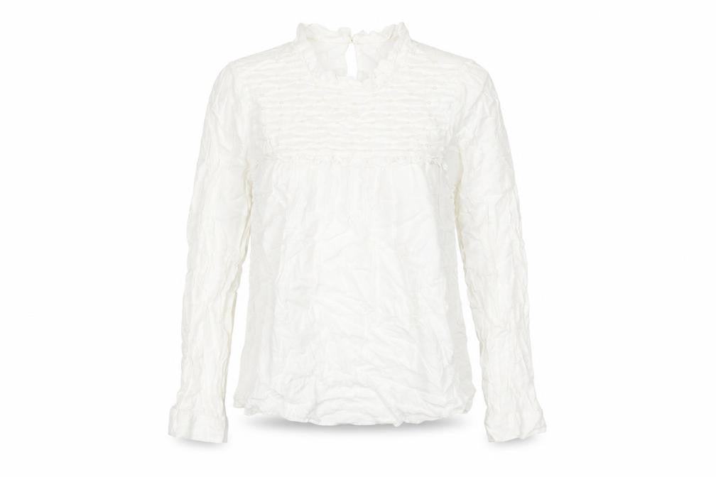 Zara Womens White Viscose Basic Blouse Size M Round Neck - Beaded Detail