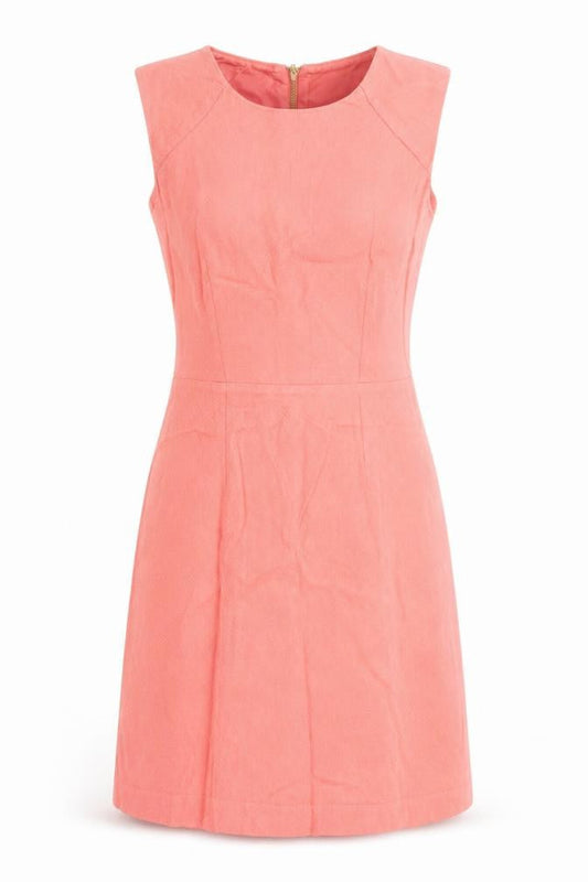 Oasis Womens Orange Cotton Pencil Dress Size 10 Round Neck Zip