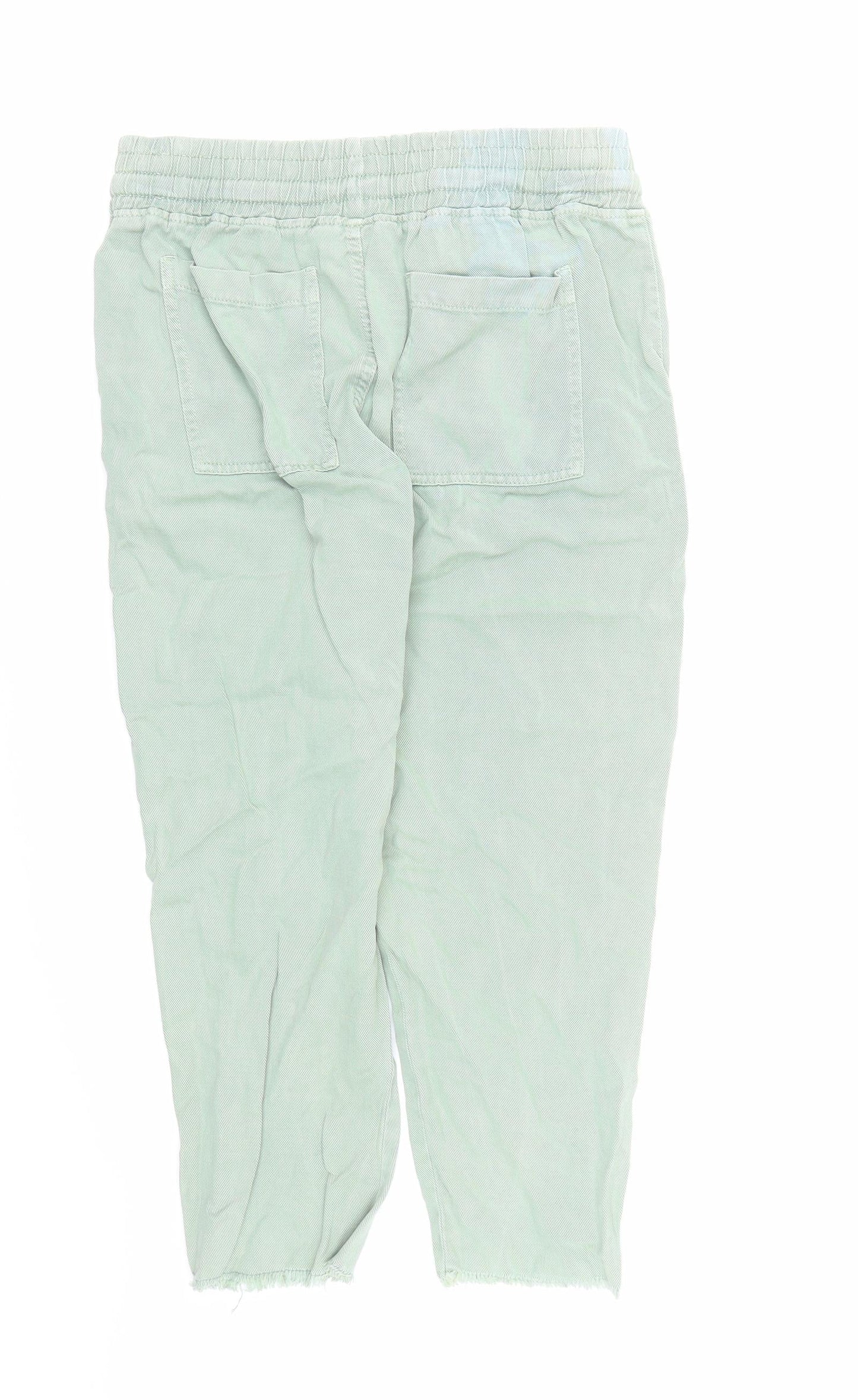 Zara Womens Green Lyocell Carrot Trousers Size M L22 in Regular Drawstring - Elasticated Waist