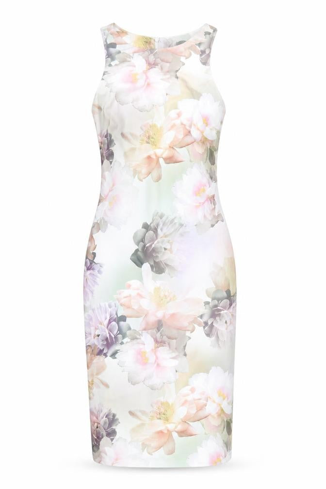 New Look Womens Multicoloured Floral Polyester Bodycon Size 8 Round Neck Zip
