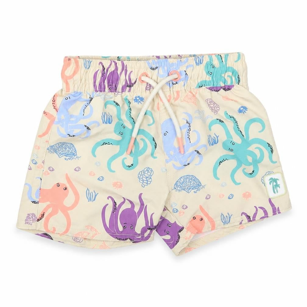 Marks & Spencer Boys Beige Geometric Polyester Sweatpants Trousers Size 3-6 Months Drawstring - Elasticated Waist Swim Shorts Octopus Pattern