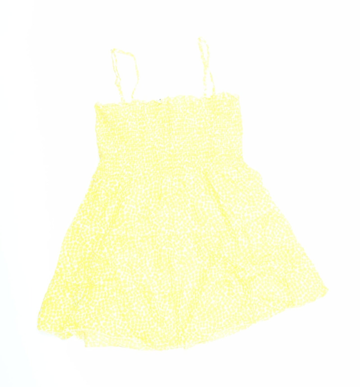 H&M Womens Yellow Floral 100% Cotton Camisole Tank Size 12 Square Neck