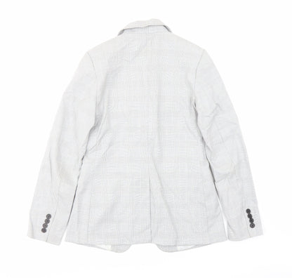 H&M Womens Grey Plaid Polyester Jacket Suit Jacket Size 6